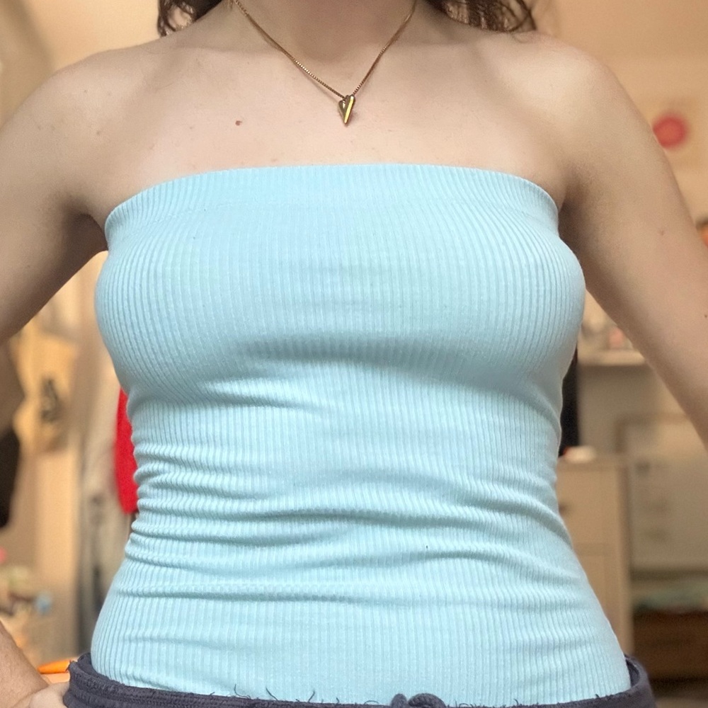 Double Zero baby Blue strapless bodysuit